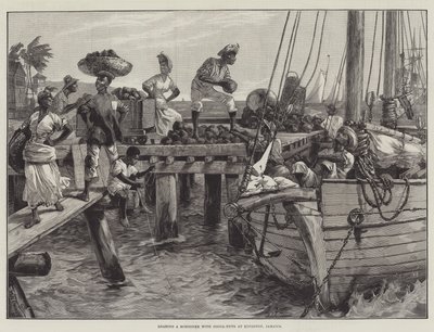Beladen eines Schoners mit Kokosnüssen in Kingston, Jamaika von William Heysham Overend