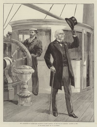 Mr. Gladstone an Bord der Yacht Ihrer Majestät Alberta, auf dem Weg nach Osborne, 15. August 1892 von William Heysham Overend