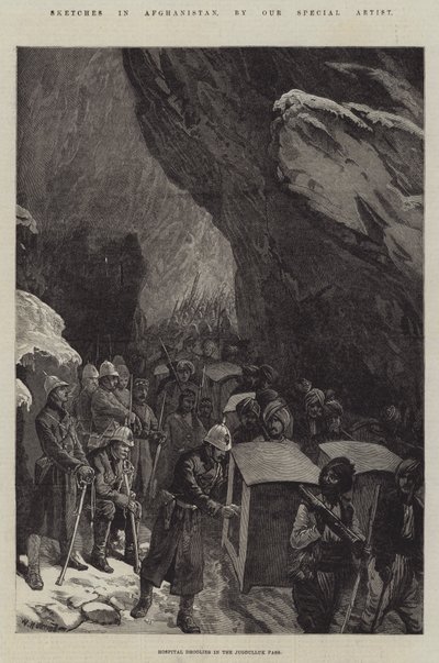 Skizzen in Afghanistan, Krankenhaus-Dhoolies im Jugdulluk-Pass von William Heysham Overend