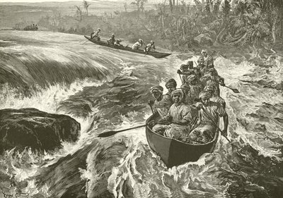 Stanley durchquert die Stromschnellen des Kongo von William Heysham Overend