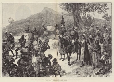 Stanleys Emin-Pascha-Entlastungsexpedition verlässt Matadi am Kongo, mit Tippoo Tib und seinen Frauen von William Heysham Overend