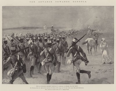 Der Vormarsch nach Dongola, das 9. sudanesische Regiment marschiert nach Shellal, um an die Front zu gehen von William Heysham Overend