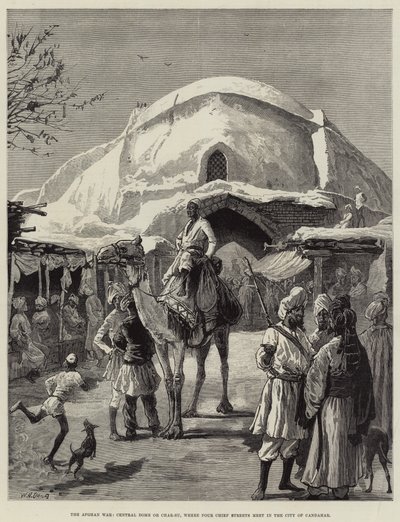 Der Afghanische Krieg, Zentralkuppel oder Char-Su, wo sich vier Hauptstraßen in der Stadt Kandahar treffen von William Heysham Overend