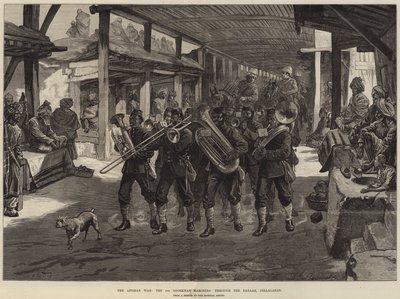 Der afghanische Krieg, die 4. Goorkhas marschieren durch den Basar, Jellalabad von William Heysham Overend
