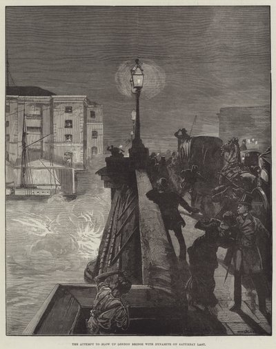 Der Versuch, die London Bridge am vergangenen Samstag mit Dynamit in die Luft zu sprengen von William Heysham Overend