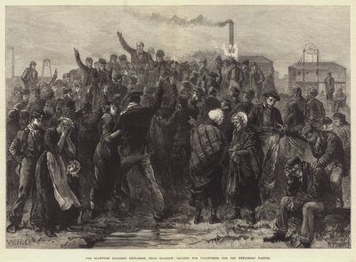 Die Explosion der Blantyre-Kohlenmine, nahe Glasgow, Aufruf für Freiwillige für die Erkundungstrupps von William Heysham Overend