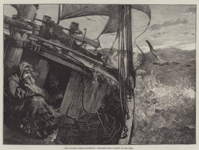 Das gestrandete Schiff Columbine, Elizabeth Mouat an Deck gefesselt von William Heysham Overend