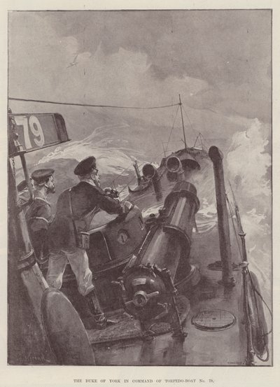 Der Herzog von York im Kommando des Torpedoboots Nr. 79 von William Heysham Overend