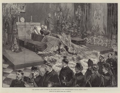 Der Kaiser aufgebahrt in der Jaspishalle des Friedrichskron-Palastes, Sonntag, 17. Juni von William Heysham Overend