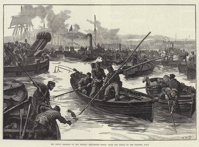 Die große Katastrophe auf der Themse, Bergung von Leichen aus dem Wrack der Princess Alice von William Heysham Overend