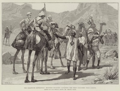 Die Khartoum-Expedition, berittene Infanterie fängt die ersten Gefangenen in der Nähe von Gakdul von William Heysham Overend