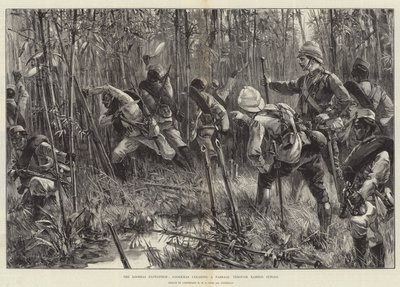 Die Looshai-Expedition, Goorkhas räumen einen Durchgang durch den Bambusdschungel von William Heysham Overend