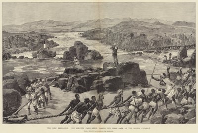 Die Nil-Expedition, der Dampfer Nassif-Kheir passiert das erste Tor des zweiten Katarakts von William Heysham Overend