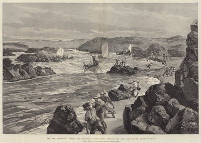 Die Nil-Expedition, Schleppen der Walboote mit Truppen durch das erste Tor des zweiten Katarakts von William Heysham Overend
