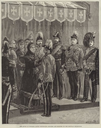 Die Königin im Windsor Castle dekoriert Offiziere und Soldaten der ägyptischen Expedition von William Heysham Overend
