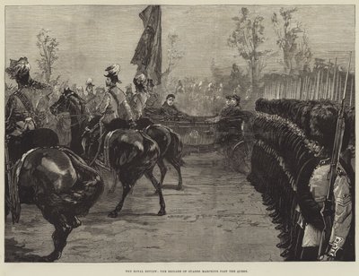 Die königliche Überprüfung, die Brigade der Wachen marschiert an der Königin vorbei von William Heysham Overend