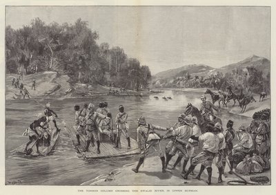 Die Tonhon-Säule überquert den Swalei-Fluss in Oberburma von William Heysham Overend