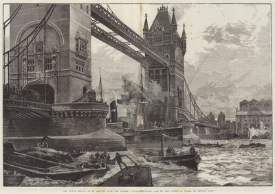 Der Tower Bridge, die über die Themse errichtet werden soll, Grundsteinlegung durch den Prinzen von Wales am letzten Montag von William Heysham Overend