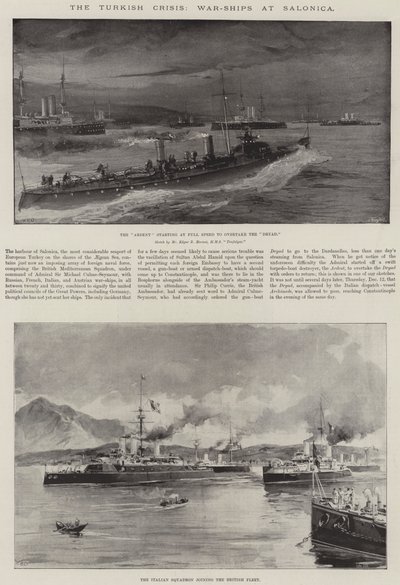Die Türkische Krise, Kriegsschiffe in Saloniki von William Heysham Overend