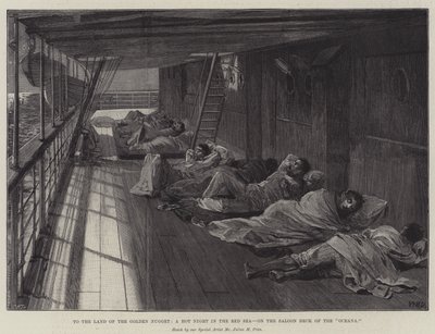 Zum Land des Goldenen Nuggets, eine heiße Nacht im Roten Meer, auf dem Salondeck der Oceana von William Heysham Overend
