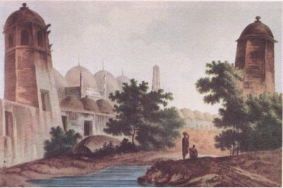 Ein Blick auf die Kutra-Moschee, gebaut von Mir Jaffier in Murshidabad (Select Views in India 1786), aus British Adventure veröffentlicht von Collins, 1947 von William Hodge