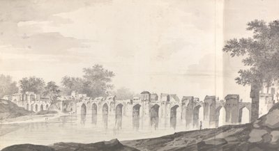 Ansicht der Brücke bei Iionpoor [Jaunpur] über den Fluss Goomty [Gomti] von William Hodges