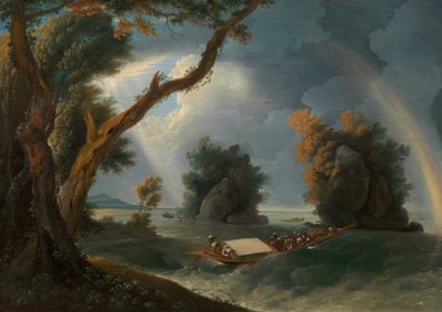 Sturm am Ganges, mit Mrs. Hastings in der Nähe der Col-gon-Felsen von William Hodges