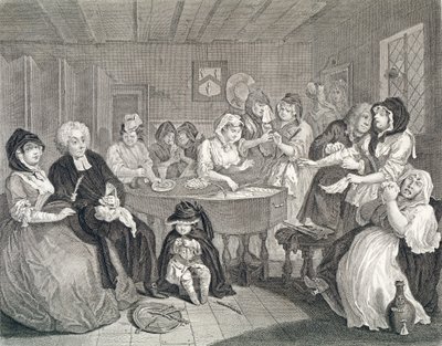 Der Lebensweg einer Dirne, Platte Sechs: Die Beerdigung von William Hogarth