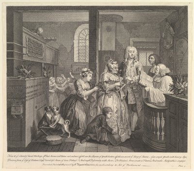 Der Lebenslauf eines Wüstlings, Platte 5, 25. Juni 1735 von William Hogarth