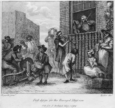Erster Entwurf für Der wütende Musiker, 1799 von William Hogarth