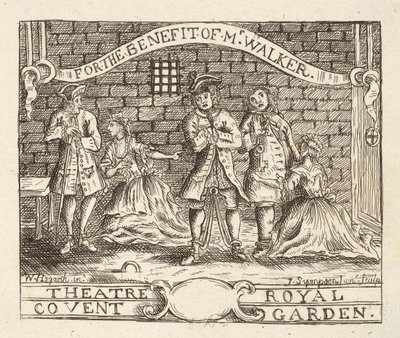 Zum Nutzen von Mr. Walker, Theatre Royal, Covent Garden, veröffentlicht 1822 von William Hogarth