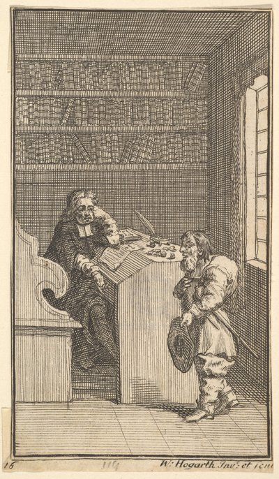 Hudibras und der Anwalt Siebzehn kleine Illustrationen für Samuel Butlers Hudibras, 1721-26 von William Hogarth