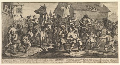 Hudibras und der Skimmington Zwölf große Illustrationen für Samuel Butlers H..., Februar 1725-26 von William Hogarth