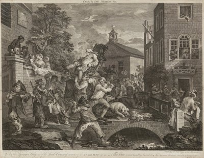 Humours of An Election (Satz von vier) (Gravur) von William Hogarth