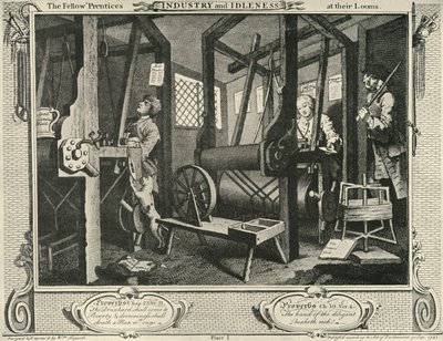 Innenraum einer Weberwerkstatt, 1747, 1925 von William Hogarth
