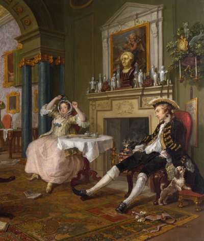 Heirat à la Mode: II- Das Tête-à-Tête, ca. 1743 (Detail) von William Hogarth