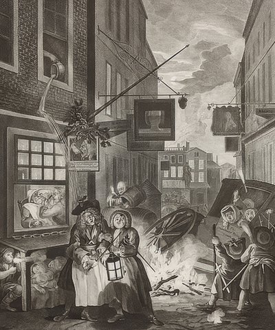 Nacht. Aus: Die vier Tageszeiten von William Hogarth