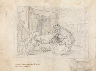 Operationsszene in einem Krankenhaus mit Nebenskizzen am unteren rechten Rand von William Hogarth