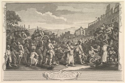 Der faule Lehrling wird in Tyburn hingerichtet, Industrie und Faulheit, Platte 11 von William Hogarth