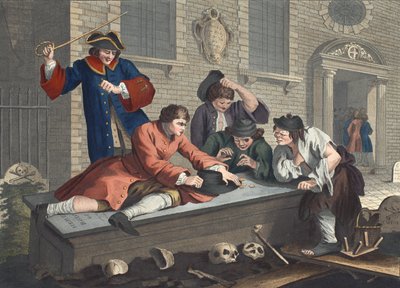 Der faule Lehrling spielt auf dem Kirchhof während des Gottesdienstes, Tafel III von 