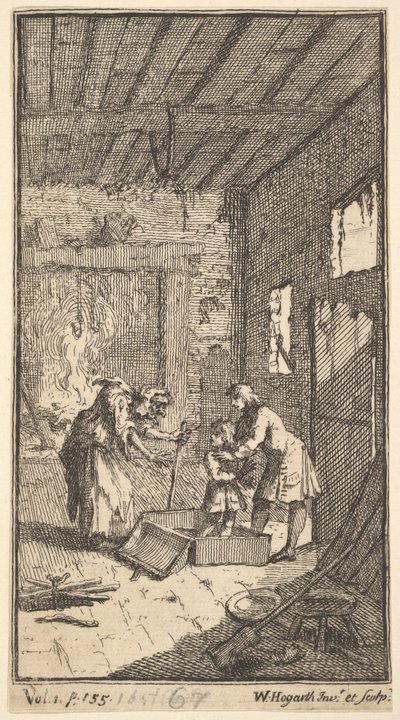 Die neue Metamorphose, Platte 4: Invidiosa befreit Fantasio, 1724 von William Hogarth
