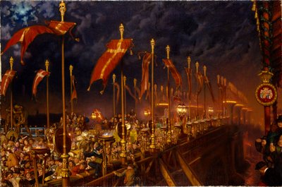 London Bridge in der Nacht der Hochzeit des Prinzen und der Prinzessin von Wales, 1863 von William Holman Hunt