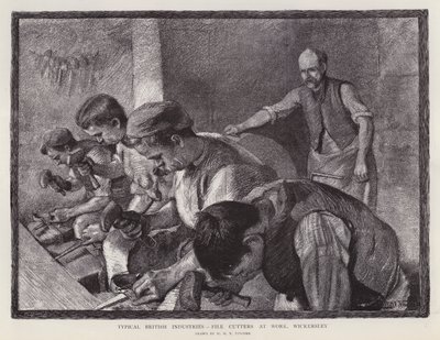 Feilenhauer bei der Arbeit, Wickersley, South Yorkshire (Lithografie) von William Holt Yates (after) Titcomb