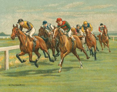 Historische und moderne Rennen, Flachrennen, Pferd, modern (Chromolithografie) von William Hounsom Byles