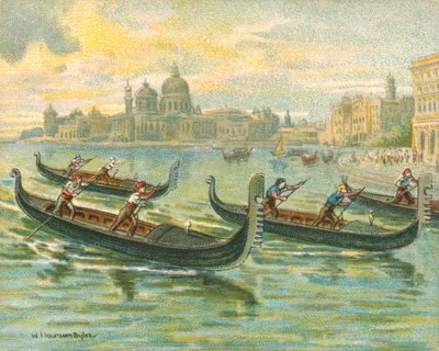 Historische und moderne Rennen, Gondelrennen (Chromolithografie) von William Hounsom Byles