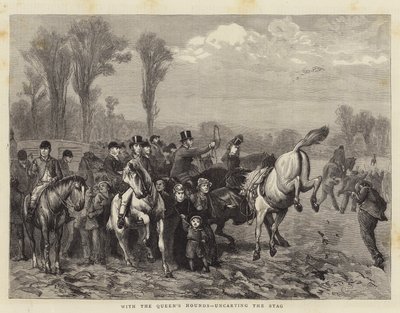 Mit den Hunden der Königin, das Auspacken des Hirsches von William III Bromley