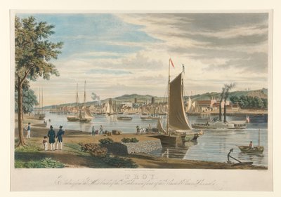 Troy. Vom Westufer des Hudsons, vor dem Arsenal der Vereinigten Staaten. von William James Bennett