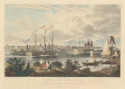 Stadt Detroit, Michigan: Von der kanadischen Küste in der Nähe der Fähre aufgenommen von William James Bennett after Frederick K. Grain
