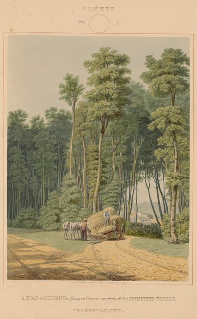 Sommer - Ein Verkehrsunfall. Ein Blick durch eine Öffnung des Urwaldes. Thornville, Ohio von William James Bennett after George Harvey