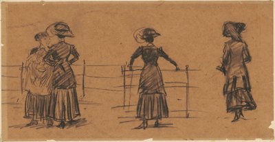 Studien von Frauen am Parkgeländer von William James Glackens